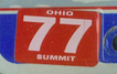 Ohio license plate showing county sticker.