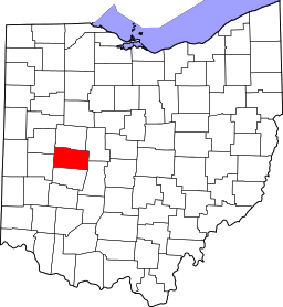 Map of Ohio highlighting Champaign County