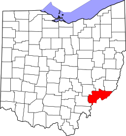 Map of Ohio highlighting Washington County