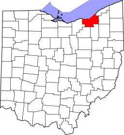 Map of Ohio highlighting Cuyahoga County