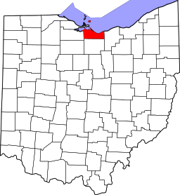 Map of Ohio highlighting Erie County