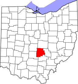 Map of Ohio highlighting Fairfield County