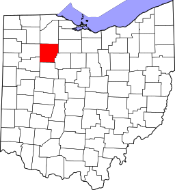 Map of Ohio highlighting Hancock County