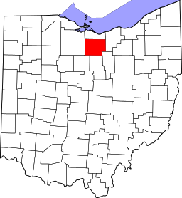 Map of Ohio highlighting Huron County