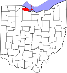 Map of Ohio highlighting Ottawa County