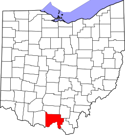 Map of Ohio highlighting Scioto County