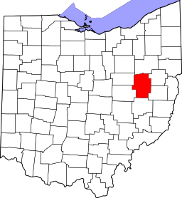 Map of Ohio highlighting Tuscarawas County