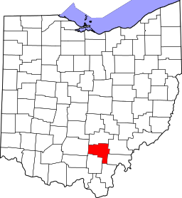 Map of Ohio highlighting Vinton County